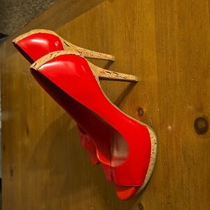 Jessica Simpson Women's Hot Spicy Red Peep Toe Heels